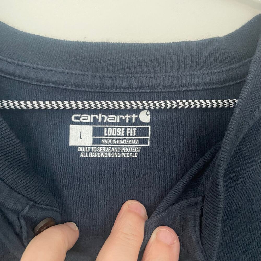 Carhartt® Long Sleeve Henley T-Shirt Size Large Loose Fit - Picture 4 of 12